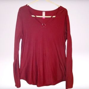 No Boundaries Long Sleeve Burgundy Top